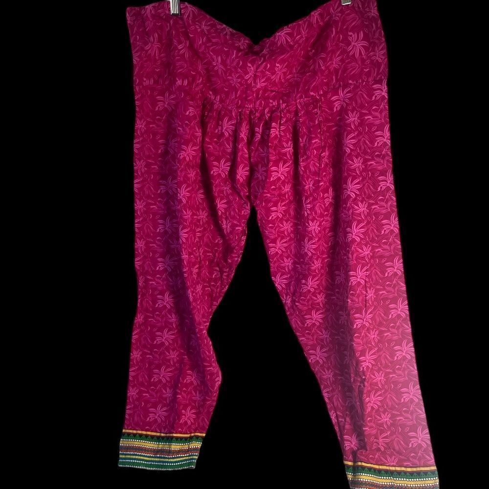 Avaasa Magenta Print Pleated‎ Harem Style Lounge Pants Sz  l